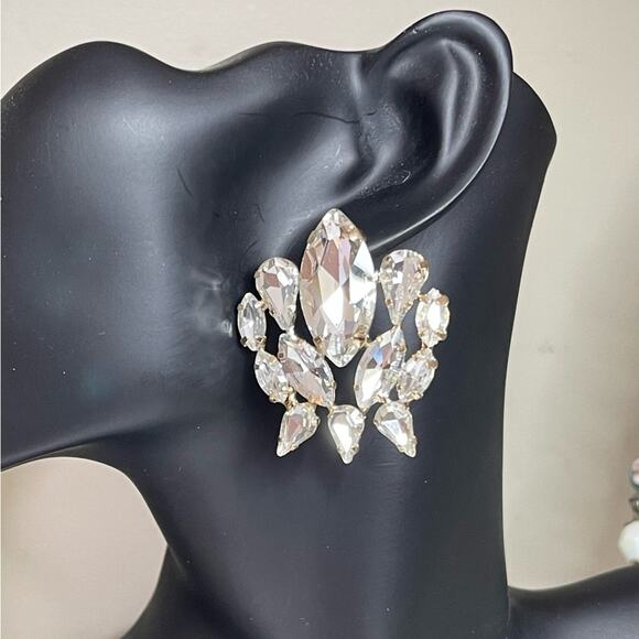 New Earrings Clear Rhinestone Bold Chunky 2025 Trendy Fashion Jewelry JU04 - Picture 1 of 6